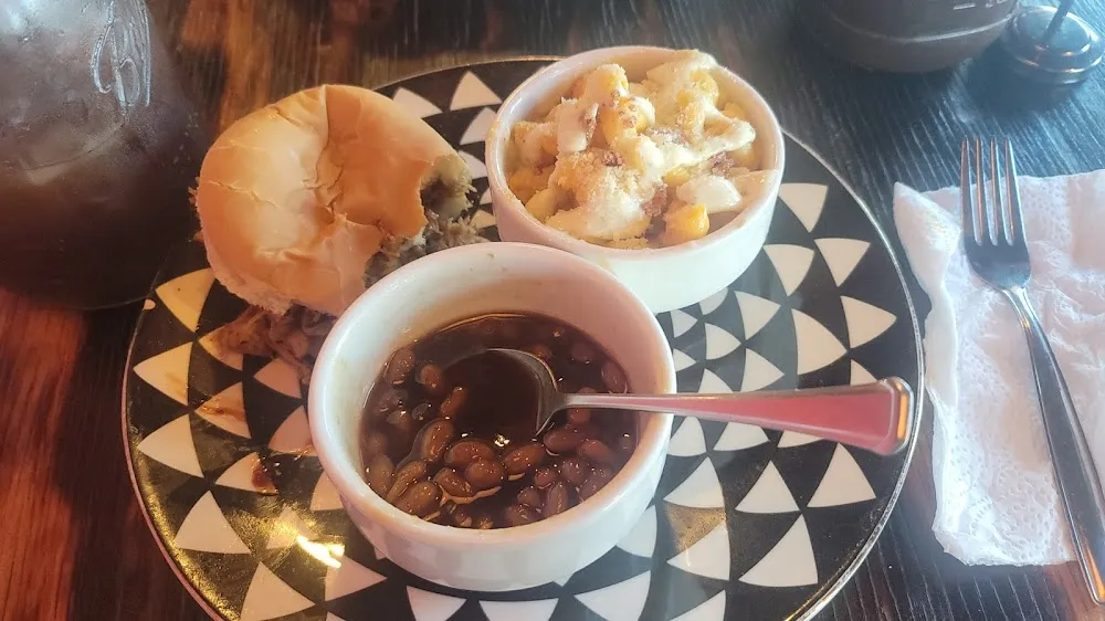 Pulled Pork Baked Beans over Hickory and Fully Loaded Mac'n'Cheese